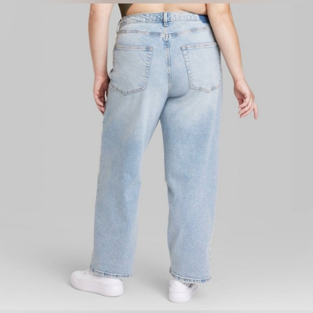 NWT Wild Fable 90s Relaxed High Rise Straight Jeans Slashed 22 - Picture 2 of 10